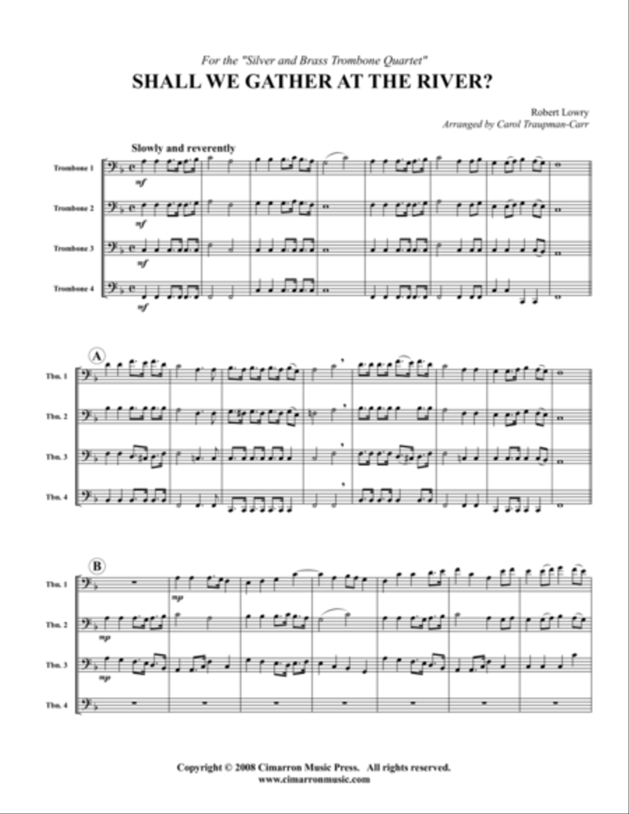 Shall We Gather at the River? Trombone Quartet scores gallery preview page 1