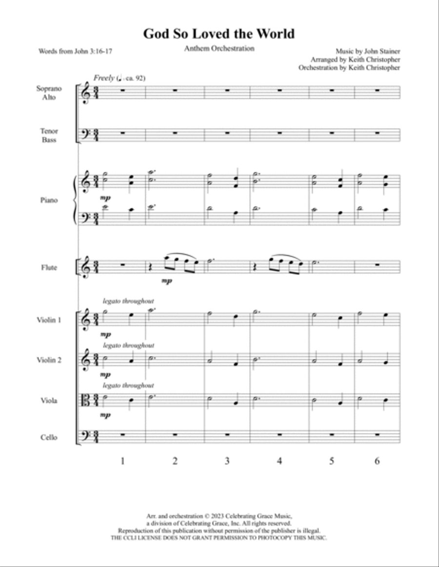 God So Loved the World Orchestration 4-Part scores gallery preview page 2