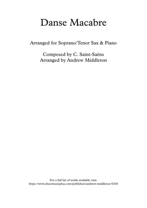 Book cover for Danse Macabre arranged for Tenor Saxophone & Piano