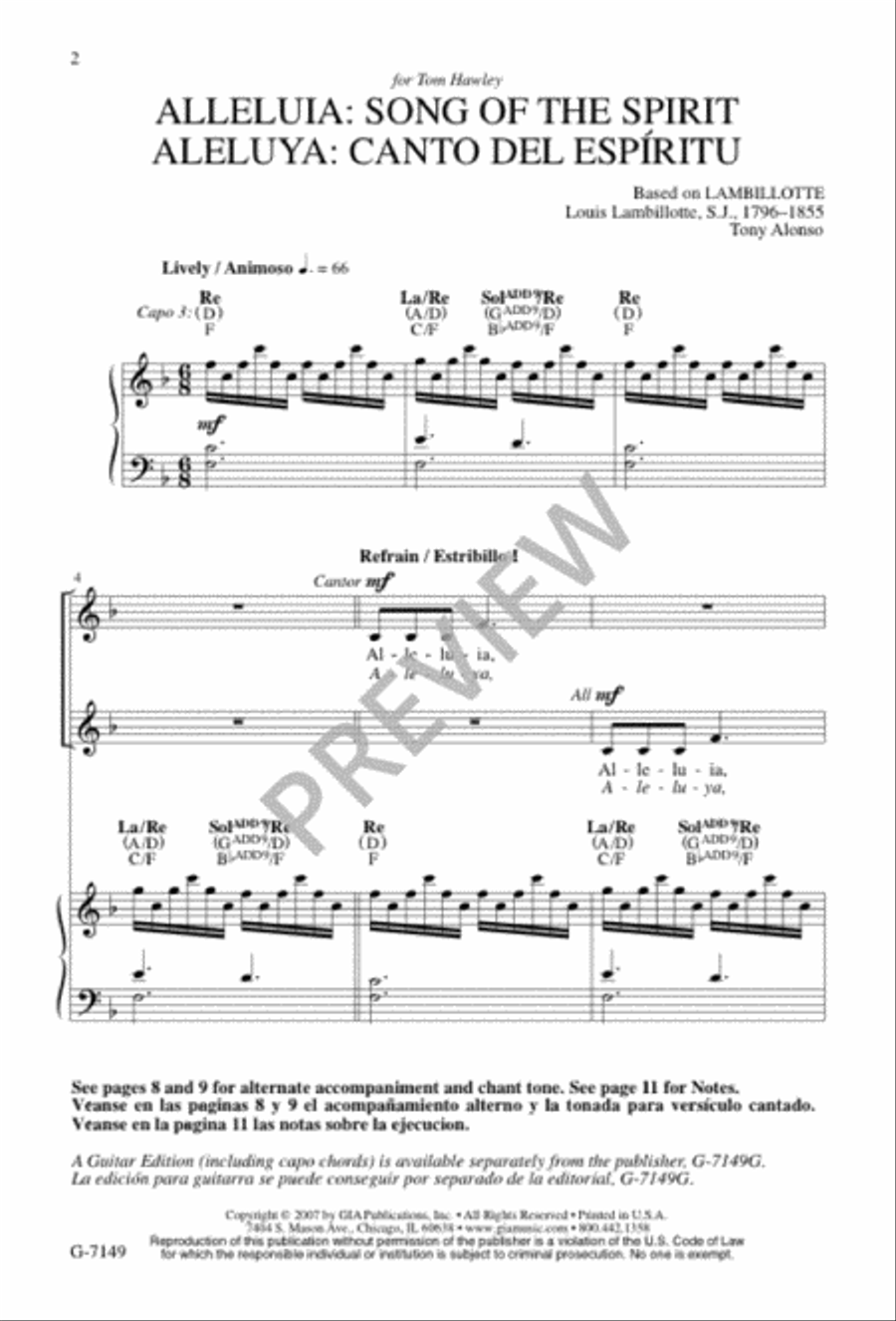 Alleluia: Song of the Spirit / Aleluya: Canto del Espíritu Unison Choir scores gallery preview page 2