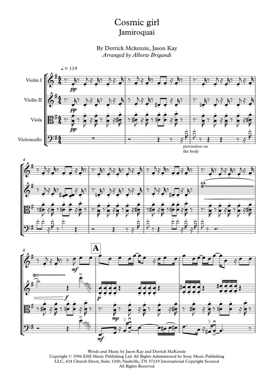 Cosmic Girl String Quartet scores gallery preview page 1