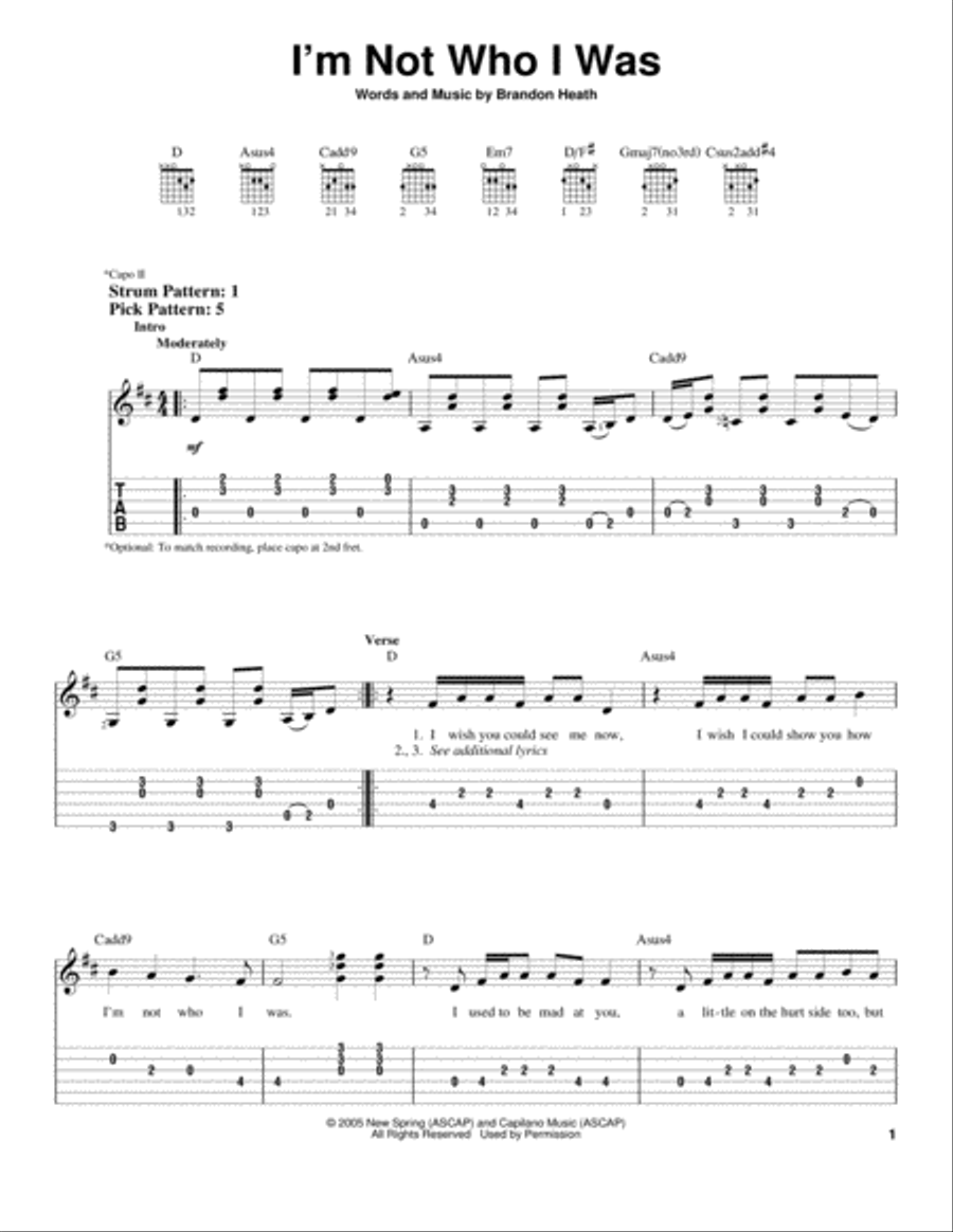 I'm Not Who I Was Acoustic Guitar scores gallery preview page 1