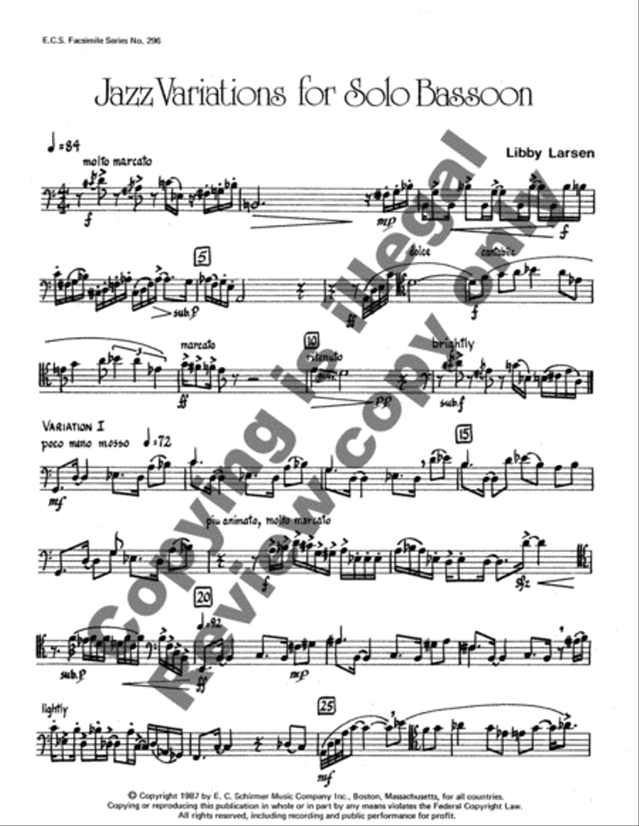 Jazz Variations for Solo Bassoon