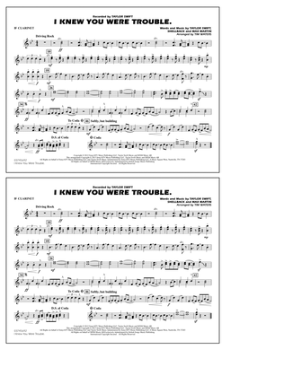 Book cover for I Knew You Were Trouble - Bb Clarinet