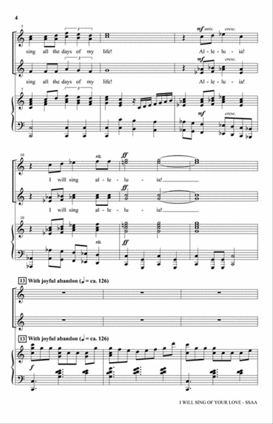 I Will Sing of Your Love I Will Sing of Your Love SSAA scores gallery preview page 3