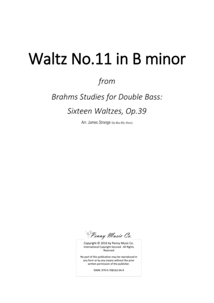 Brahms Waltz No.11 in B minor (Double Bass) image number null