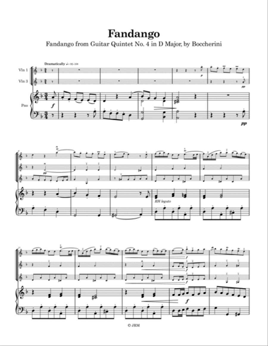 Fandango, finale from Guitar Quintet in D major (flex instrumentation, violins) Guitar Ensemble scores gallery preview page 4