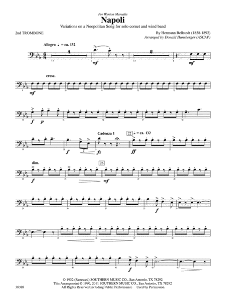 Napoli: 2nd Trombone Concert Band scores gallery preview page 1