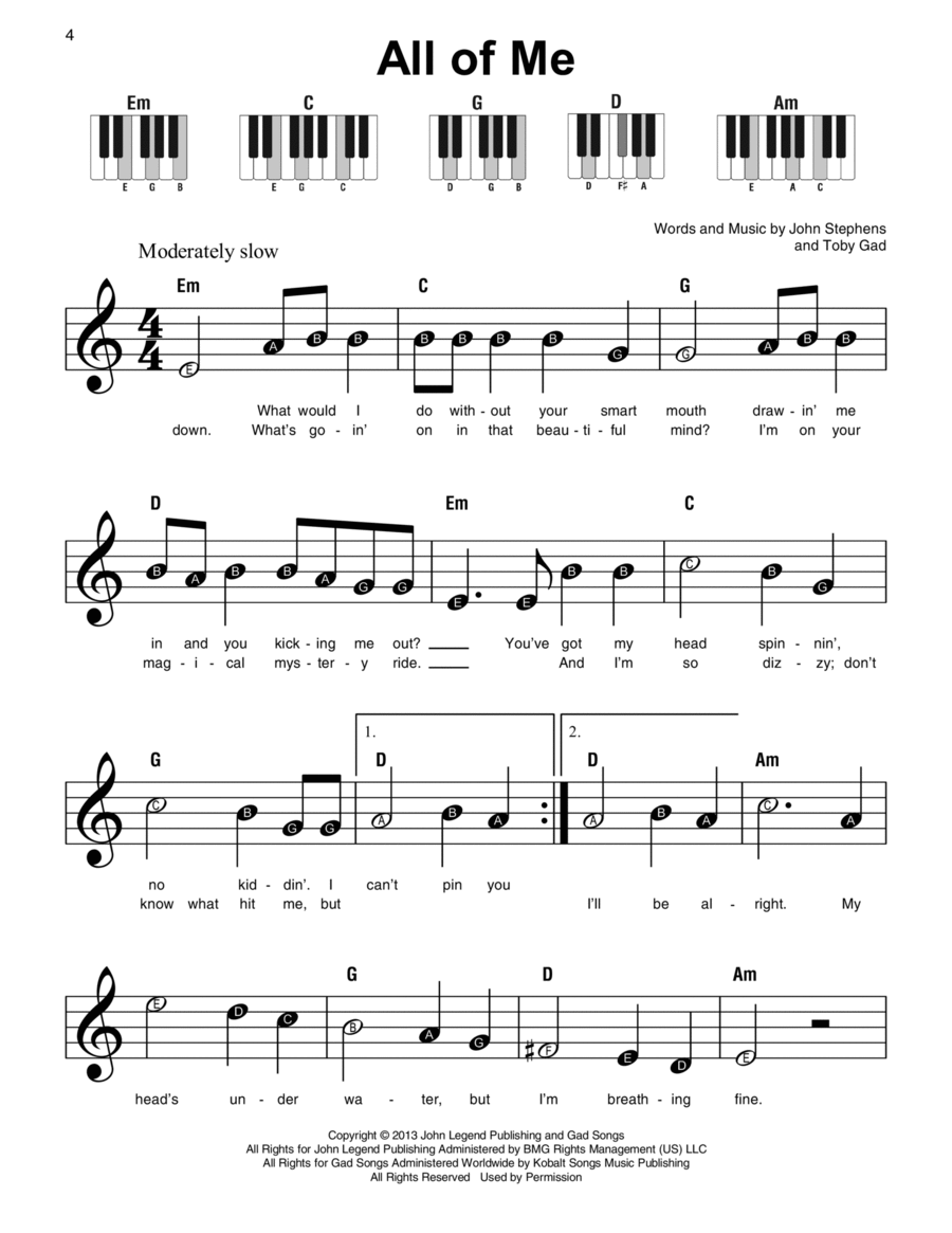 All Of Me Easy Piano scores gallery preview page 1