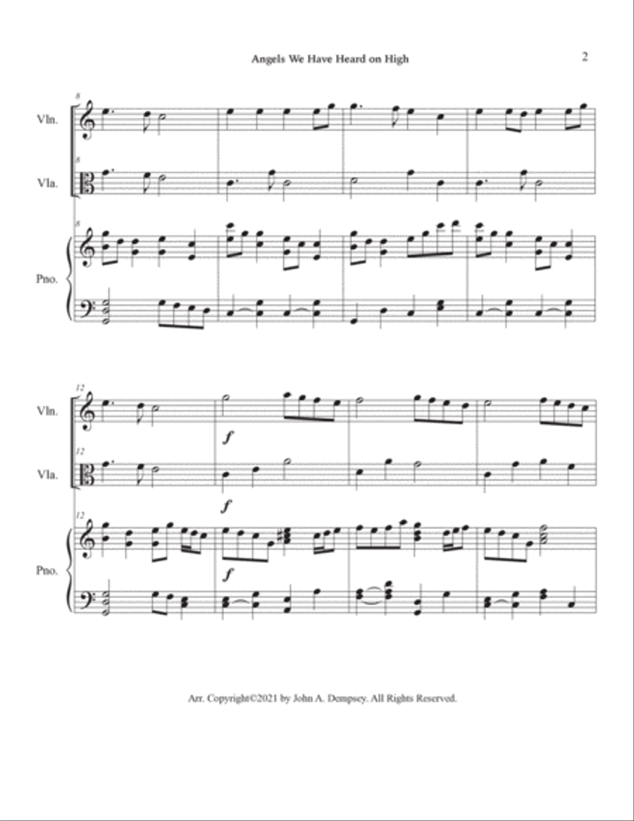 Angels We Have Heard on High (Trio for Violin, Viola and Piano) Small Ensemble scores gallery preview page 6