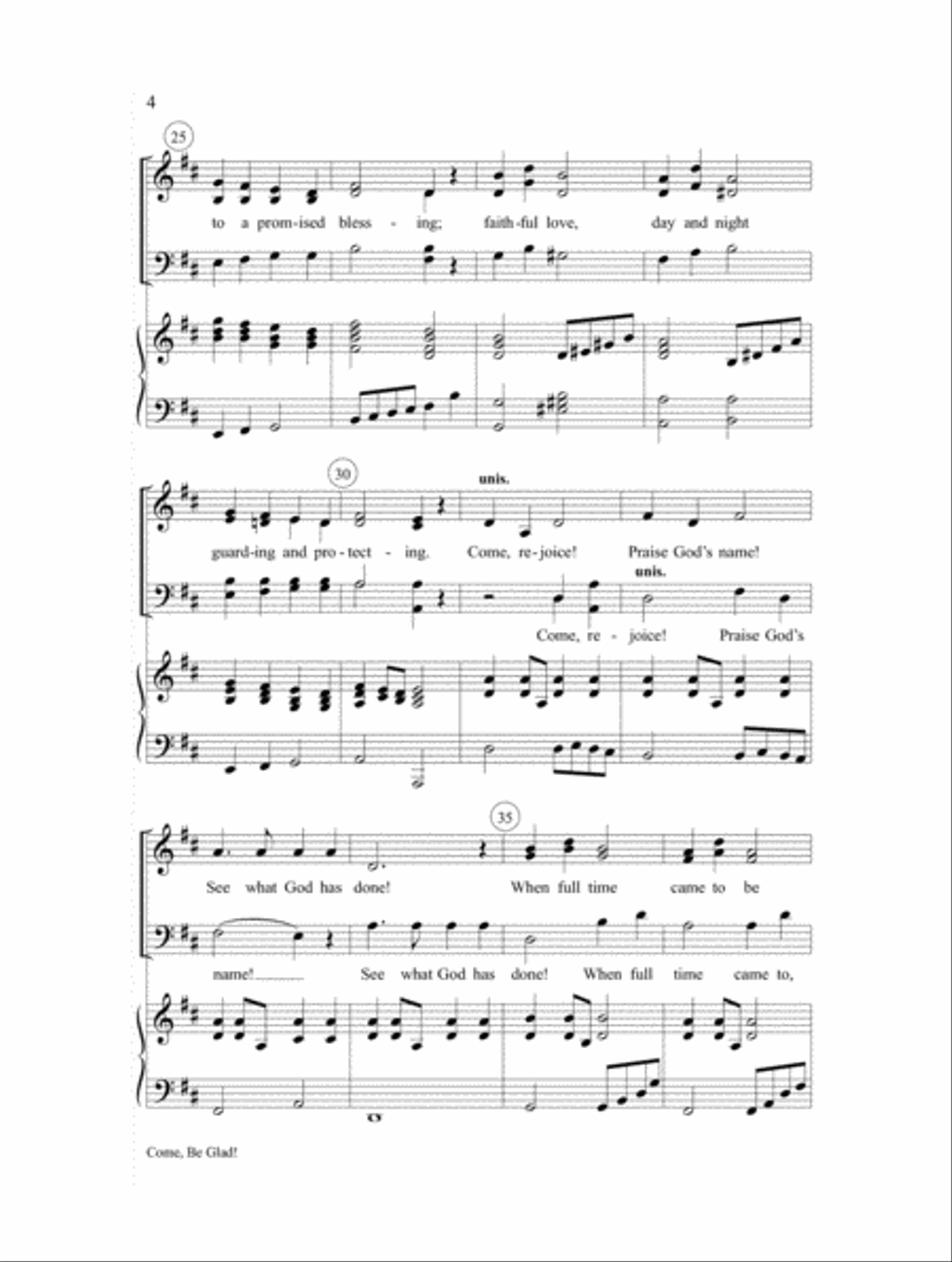 Come, Be Glad 4-Part scores gallery preview page 4