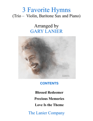Book cover for 3 FAVORITE HYMNS (Trio - Violin, Baritone Sax & Piano with Score/Parts)