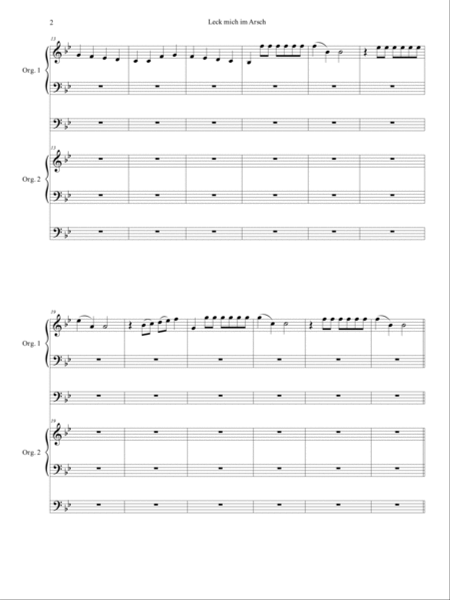 Leck Mich Im Arsch [Duet version] Organ Solo scores gallery preview page 3