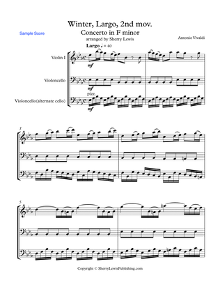 CONCERTO IN F MINOR, WINTER, 2st. Mov. (Largo), String Duo, Intermediate Level for violin and cello