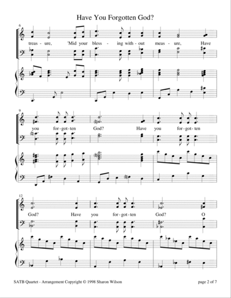Have You Forgotten God? (for SATB Quartet with Piano Accompaniment) 4-Part scores gallery preview page 5