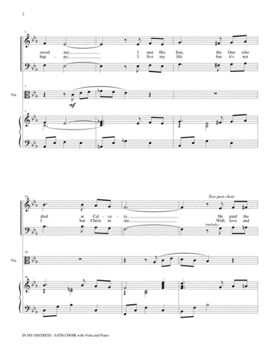 IN MY DISTRESS (SATB CHOIR with Viola & Piano) image number null