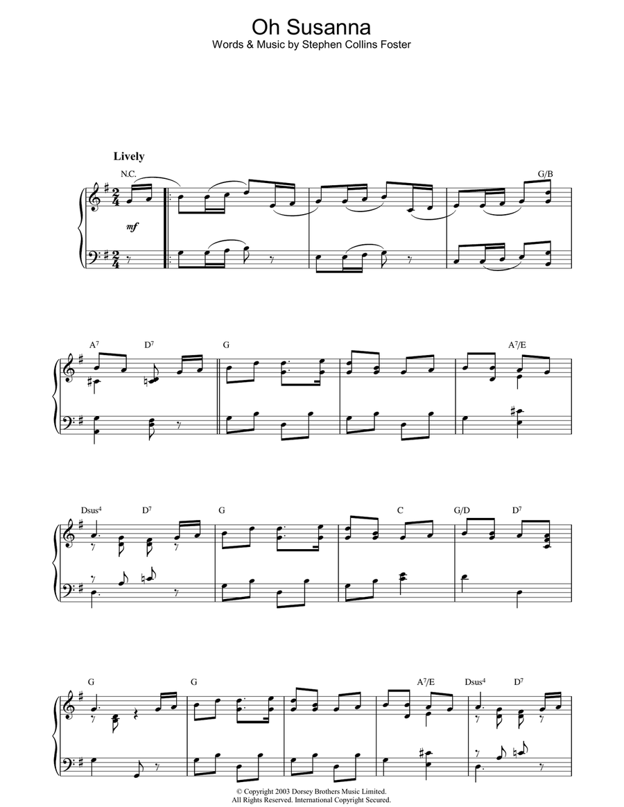 Oh! Susanna Piano Solo scores gallery preview page 1