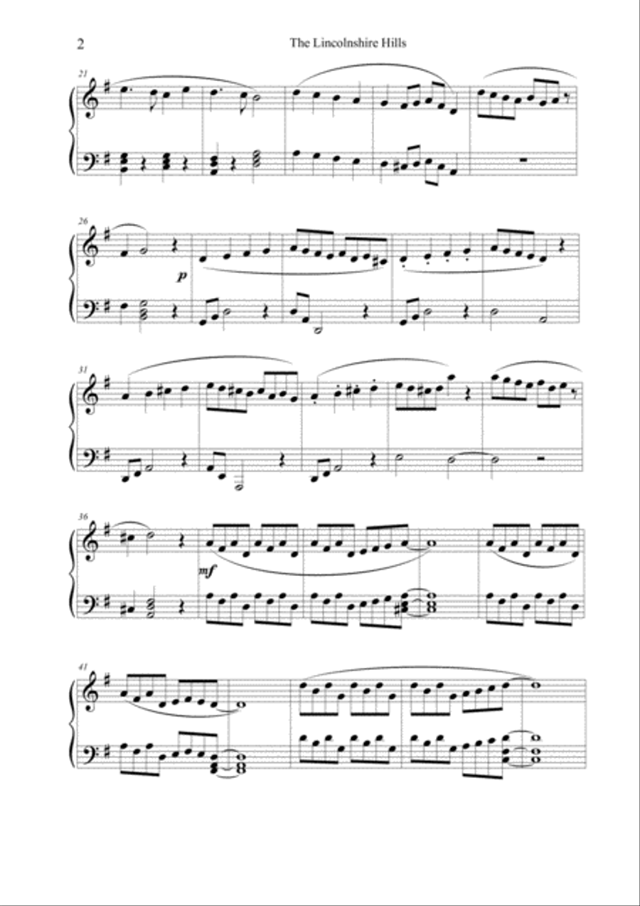 The Lincolnshire Hills Easy Piano scores gallery preview page 2