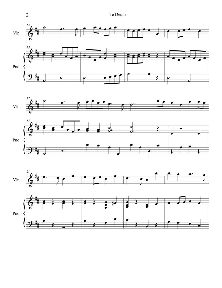 Te Deum Te Deum Violin Solo scores gallery preview page 2