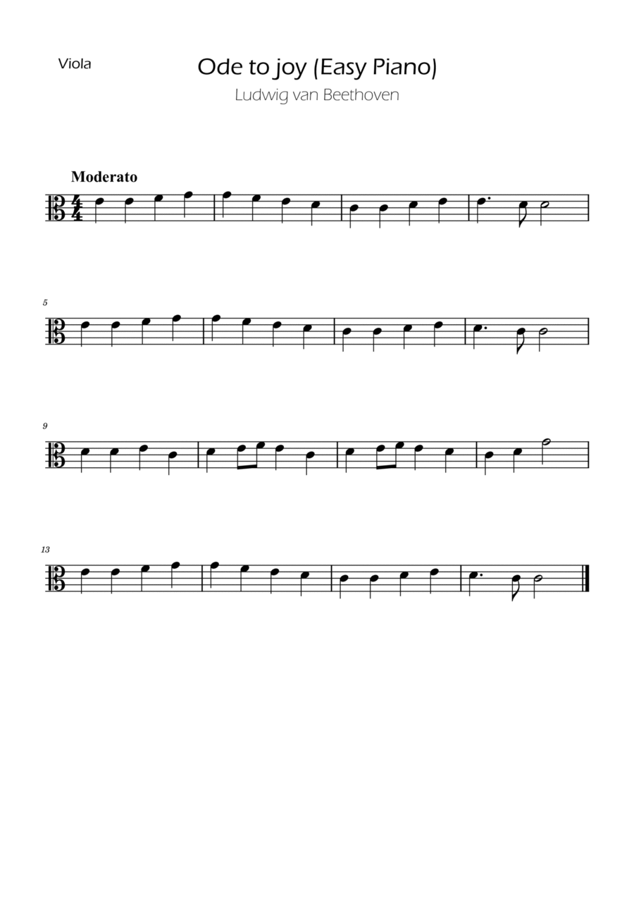 Ode To Joy - Easy Viola Viola Solo scores gallery preview page 1