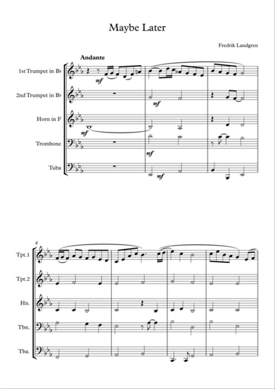 Maybe Later Brass Ensemble scores gallery preview page 1