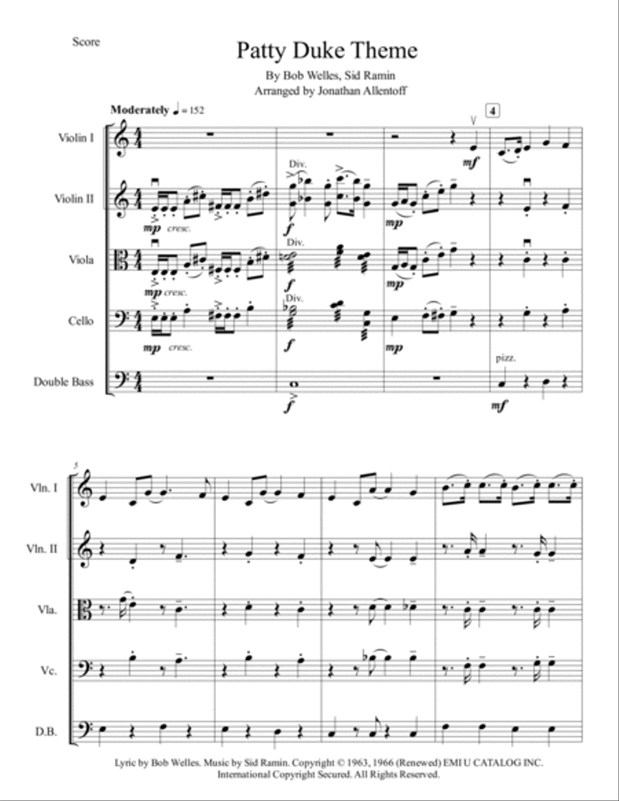 Patty Duke Theme String Orchestra scores gallery preview page 2