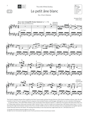 Le petit âne blanc (Grade 7, list C2, from the ABRSM Piano Syllabus 2021 & 2022)