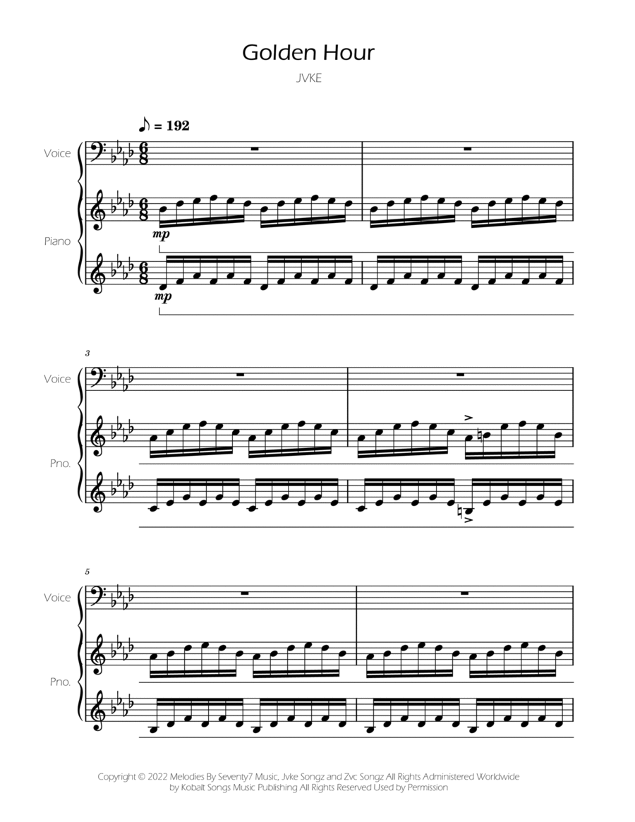 Golden Hour Golden Hour Voice scores gallery preview page 1