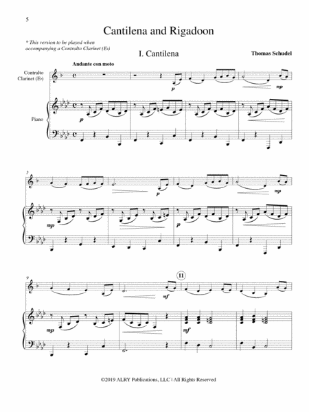 Cantilena and Rigadoon for Contra Clarinet and Piano