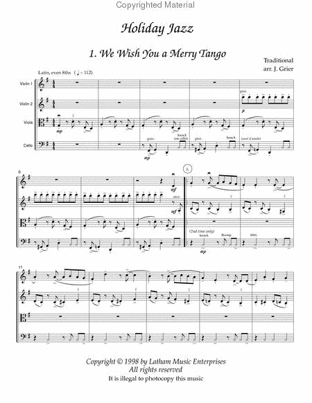 Holiday Jazz for String Quartet - Score image number null