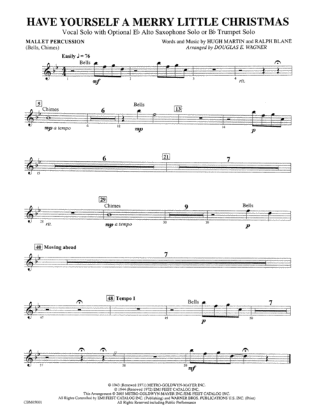 Have Yourself a Merry Little Christmas (Vocal Solo with Opt. E-Flat Alto Saxophone Solo or B-Flat Trumpet Solo): Mallets