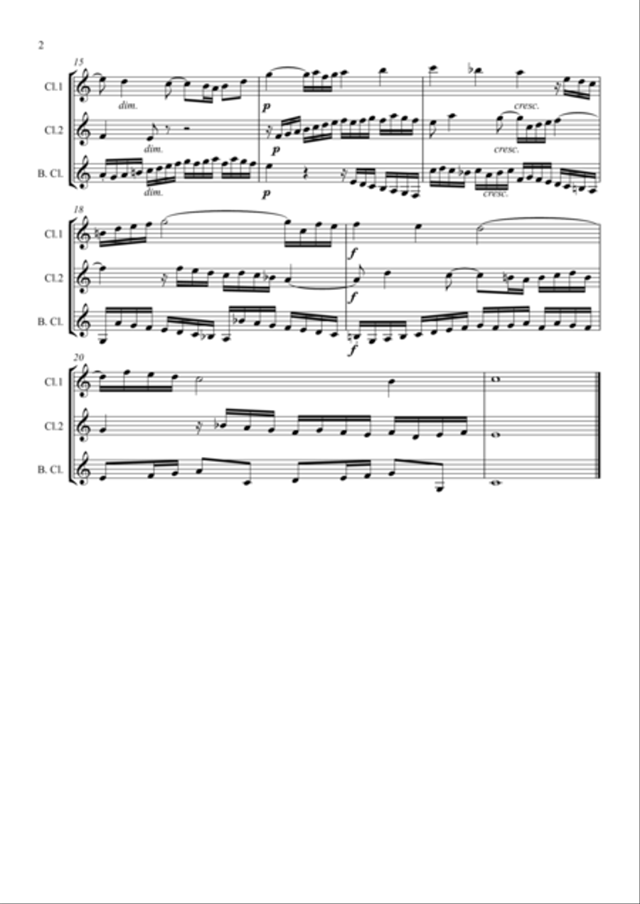 Bach: A Selection of Sinfonias (Three part Inventions Nos.1,2,4,6,8,9 & 11.) - Clarinet Trio Clarinet Trio scores gallery preview page 2