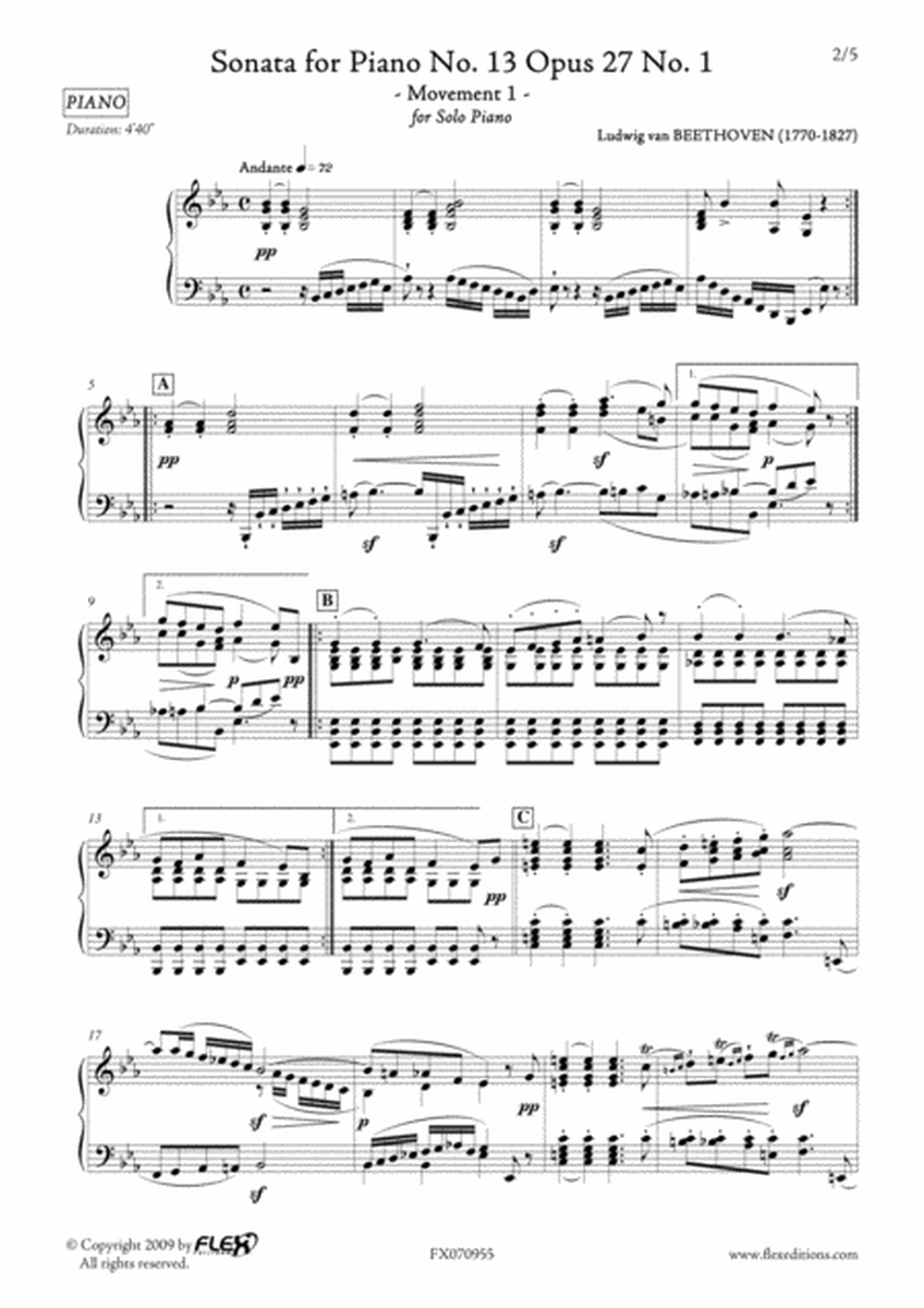 Sonata No.13 Opus 27 No. 1 - Movement 1 image number null