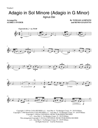 Adagio In Sol Minore (Adagio in G Minor) (arr. Audrey Snyder) - Violin 1