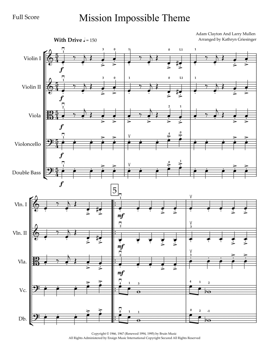 Mission: Impossible Theme Score and Parts scores gallery preview page 1