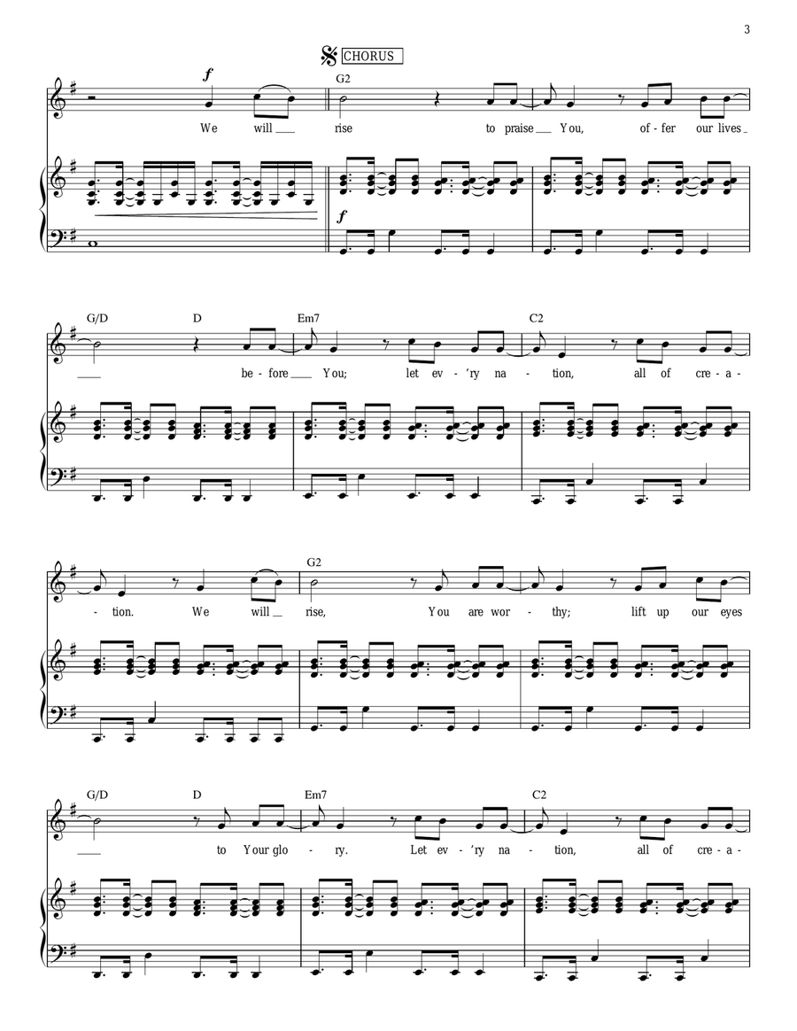 Rise Rise Piano, Vocal, Guitar scores gallery preview page 3