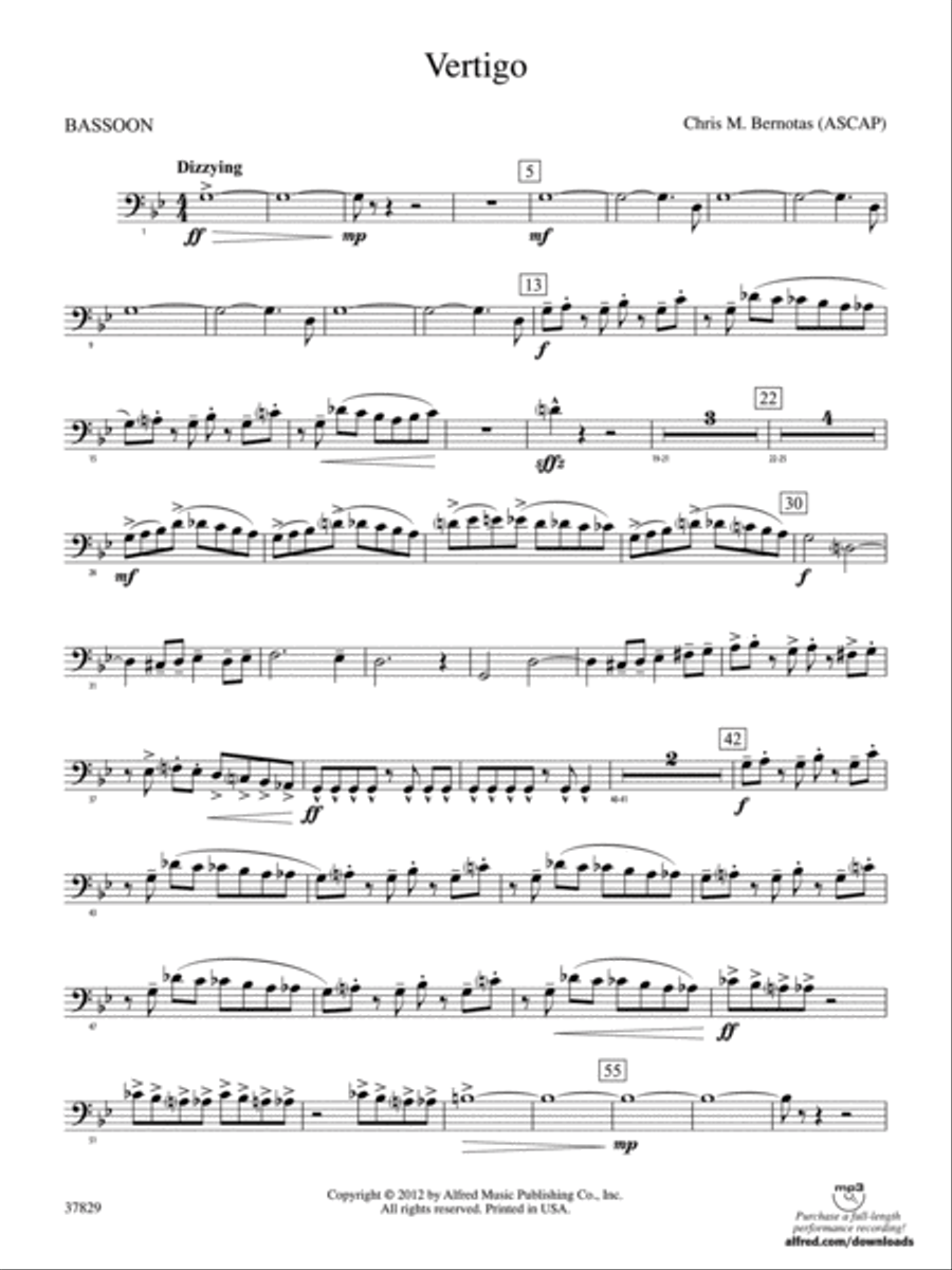 Vertigo: Bassoon Vertigo: Bassoon Concert Band scores gallery preview page 1