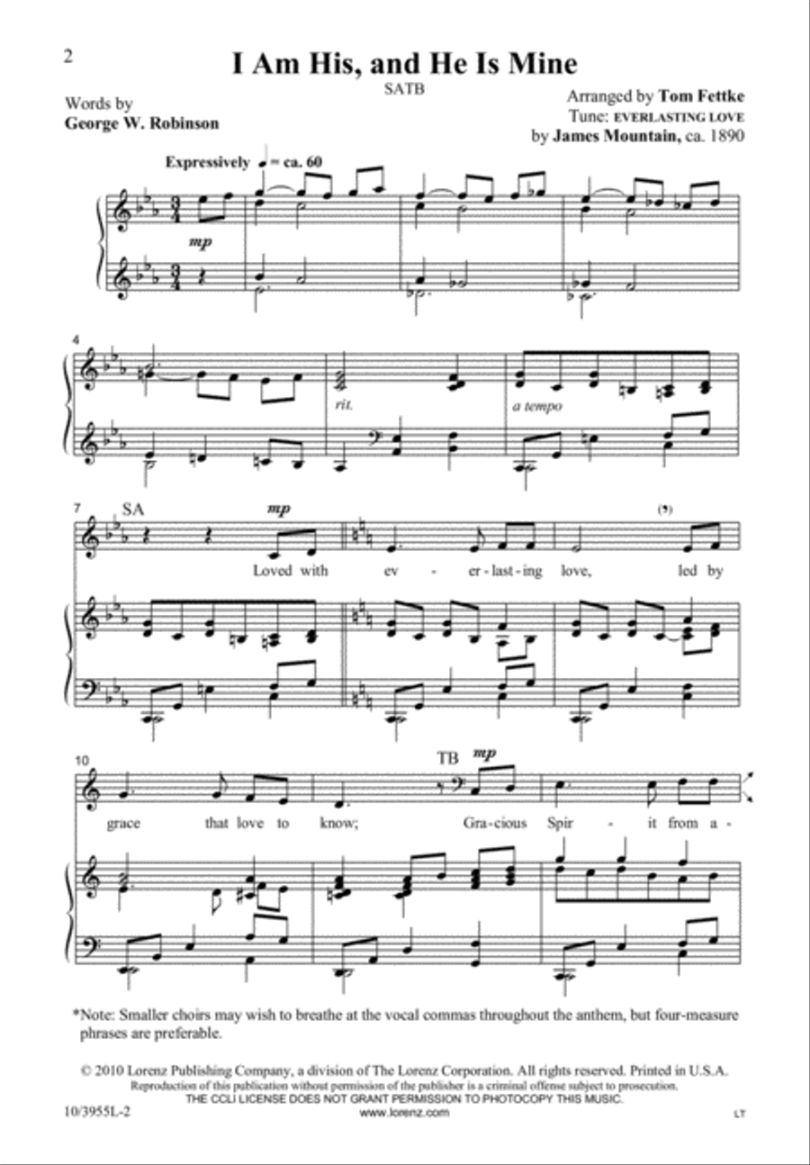 I Am His, and He Is Mine 4-Part scores gallery preview page 2