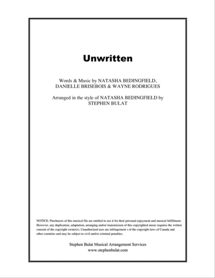 Book cover for Unwritten