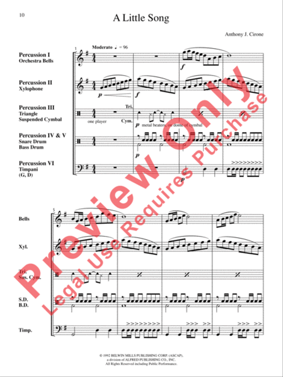 The Anthony J. Cirone Intermediate Percussion Ensemble Collection Percussion Ensemble scores gallery preview page 11
