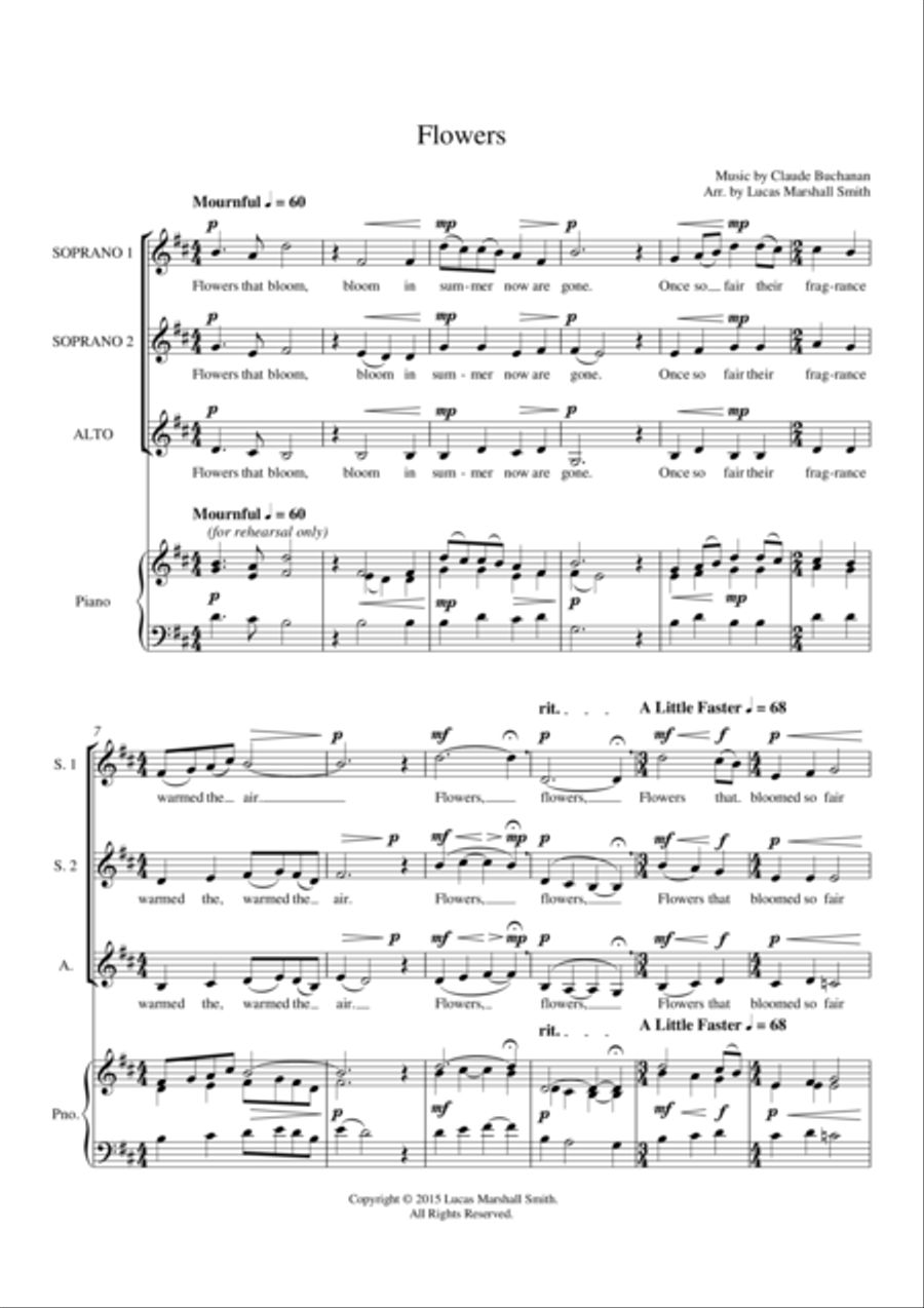 Flowers for SSA Choir Flowers for SSA Choir SSA scores gallery preview page 1