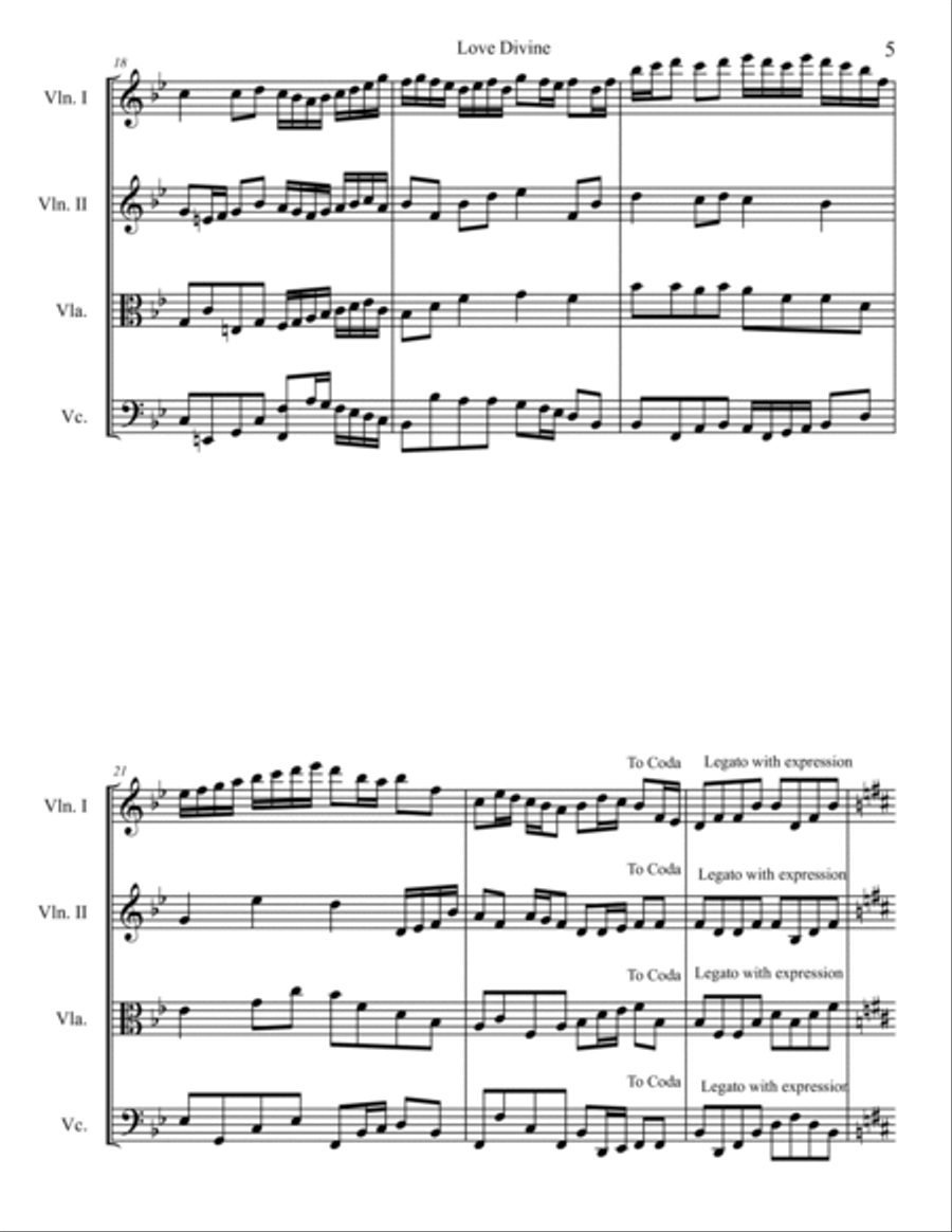 Love Divine for String Quartet String Quartet scores gallery preview page 5