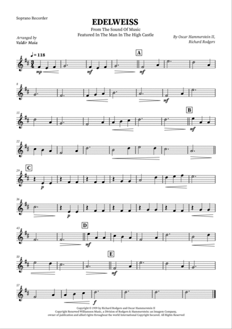 Edelweiss Soprano Recorder scores gallery preview page 4
