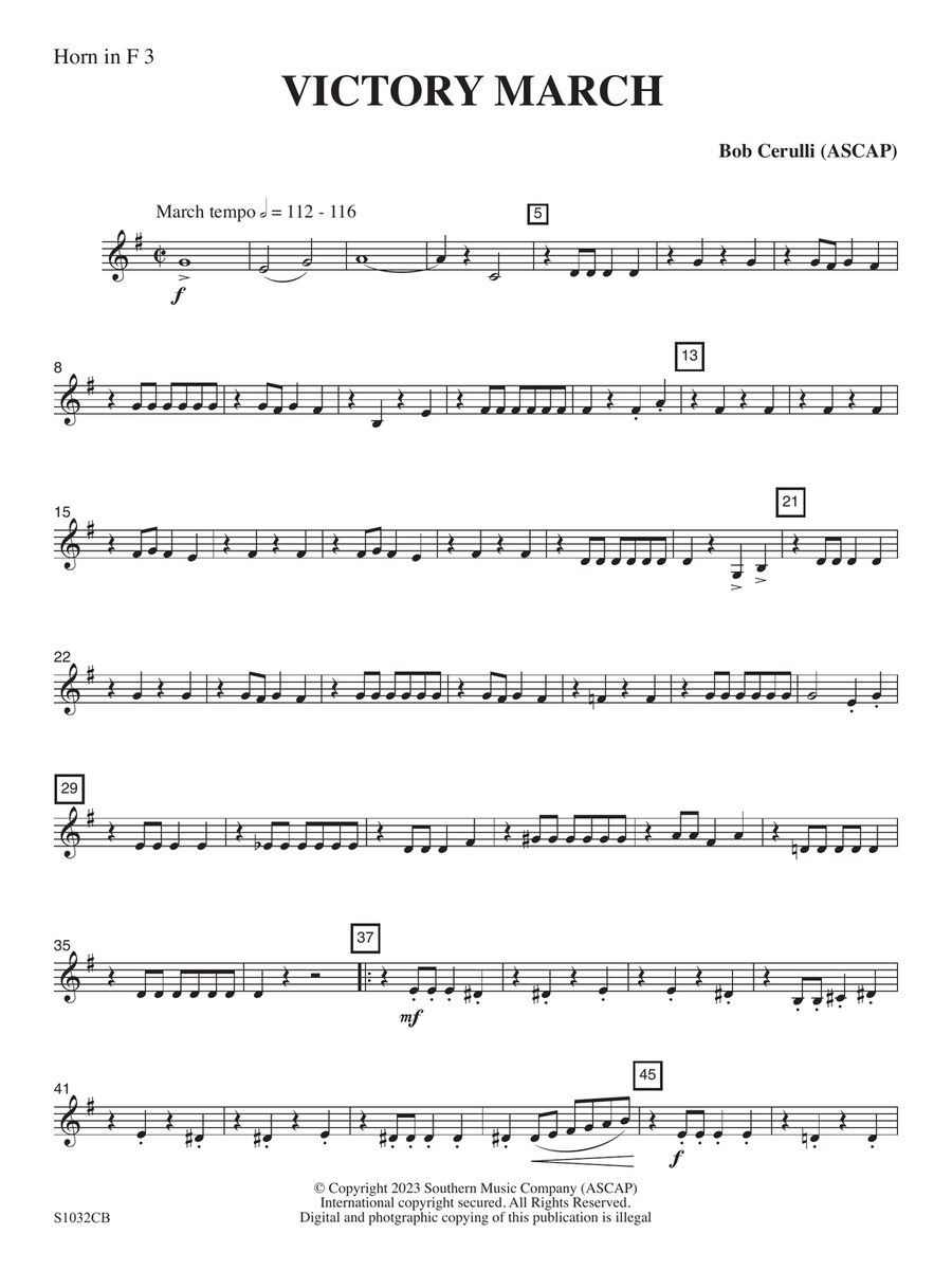 Victory March - Horn 3 Victory March - Horn 3 Concert Band scores gallery preview page 1