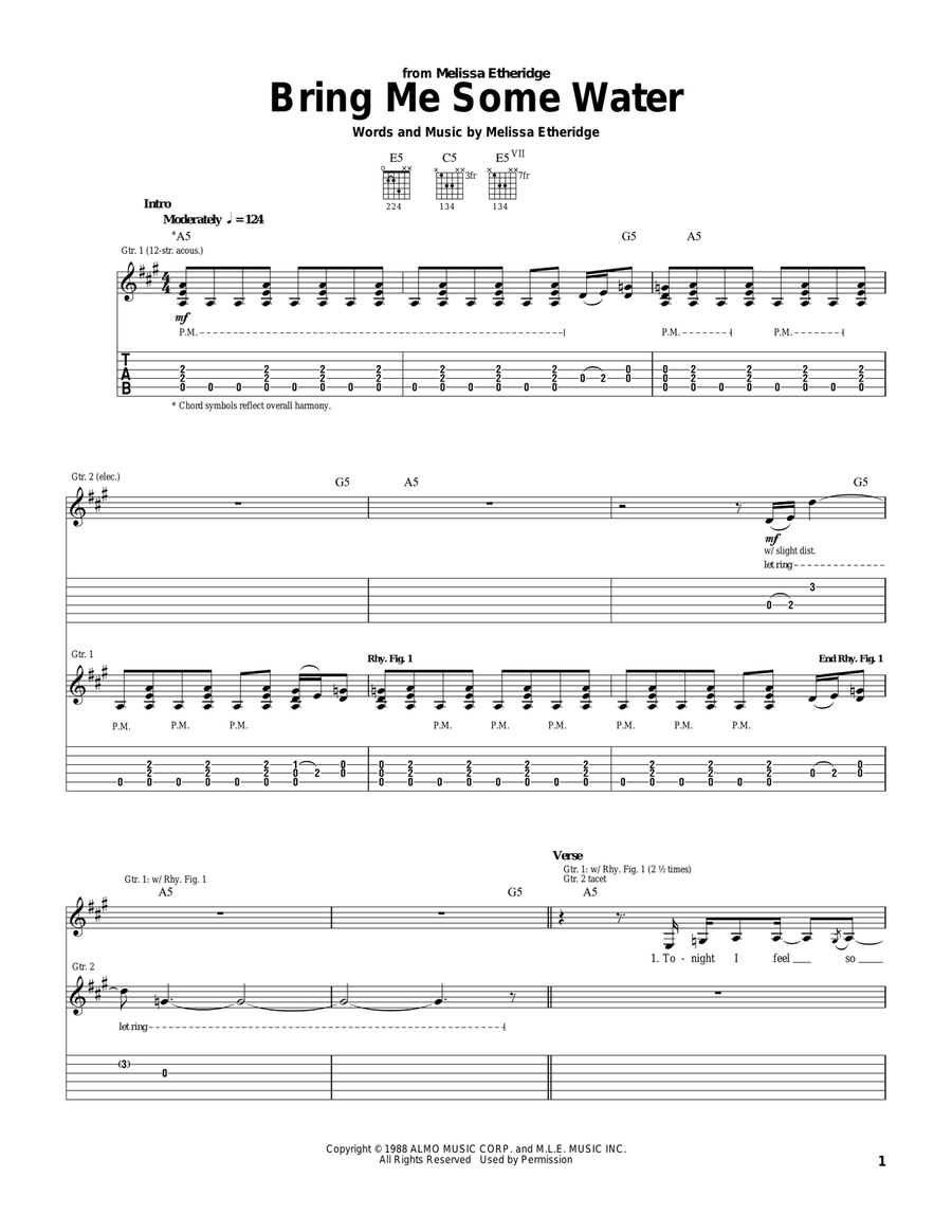 Bring Me Some Water Acoustic Guitar scores gallery preview page 1