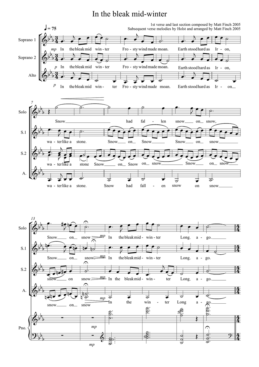 In the bleak mid winter In the bleak mid winter SSA scores gallery preview page 1