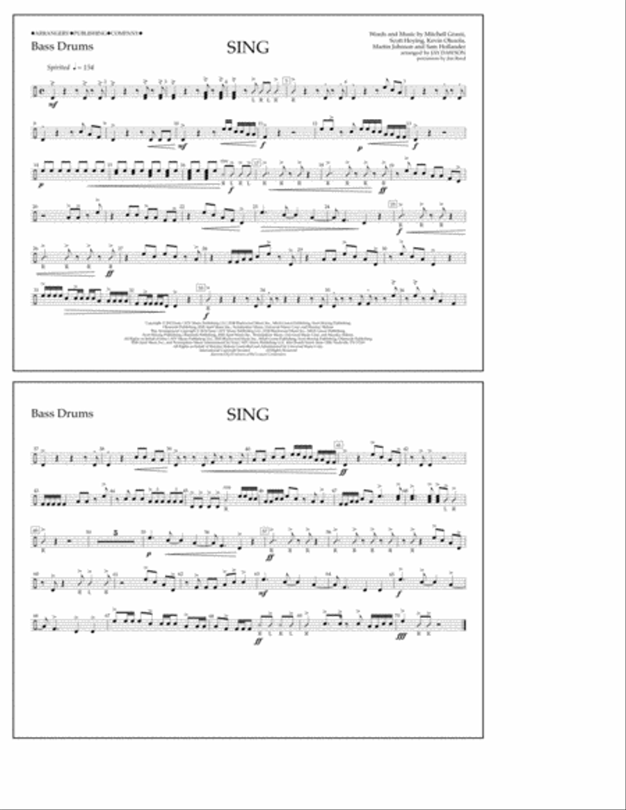 Sing - Bass Drums Sing - Bass Drums A Cappella scores gallery preview page 1