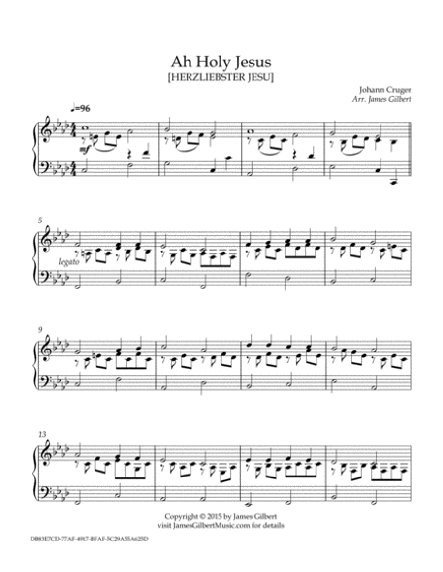 Ah, Holy Jesus Piano Solo scores gallery preview page 2