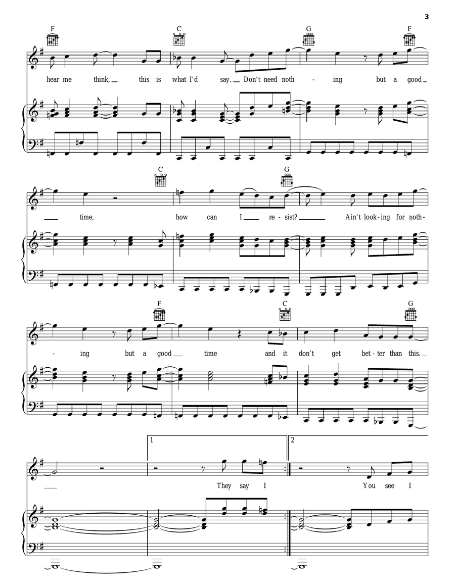 Nothin' But A Good Time Piano, Vocal, Guitar scores gallery preview page 3