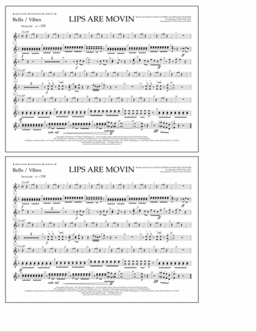 Lips Are Movin - Bells/Vibes Marching Band scores gallery preview page 1